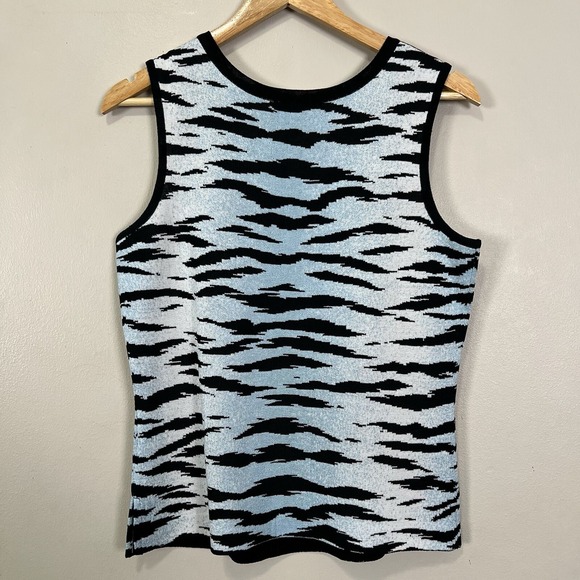 Y2K Ming Wang Tank Top Women Medium Zebra Bodycon Edgy Animal Retro Bold Casual - Picture 7 of 9
